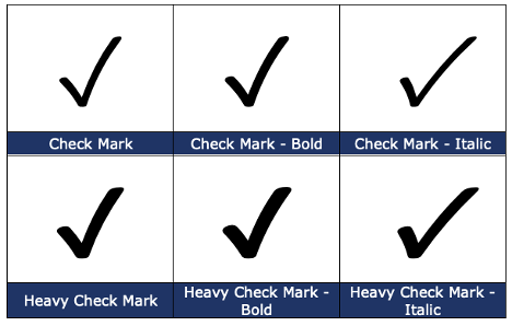 msword checkmark for mac and windows